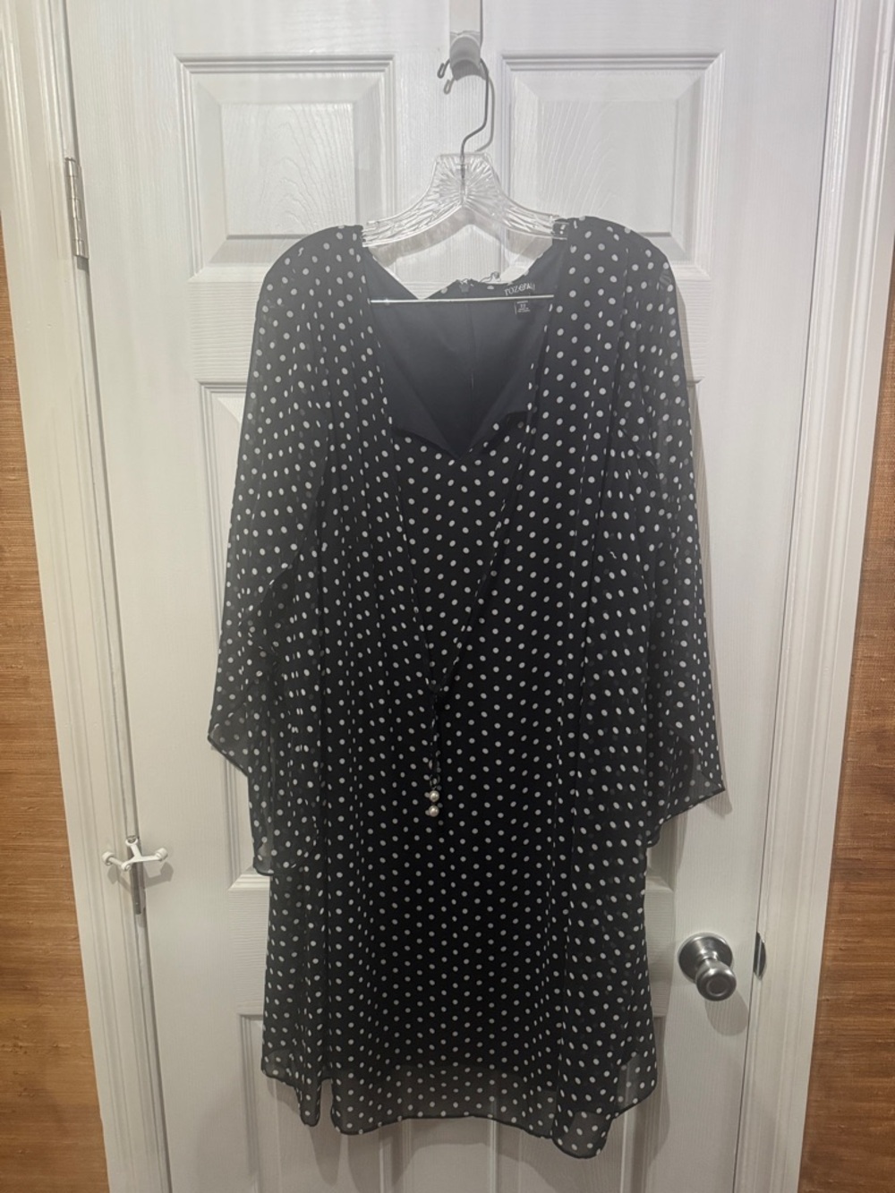 Roz & Ali Black and White Polka Dot Dress